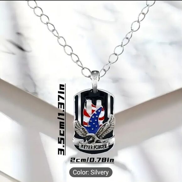 Men's necklace Eagle American flag new e28 - Picture 3 of 3